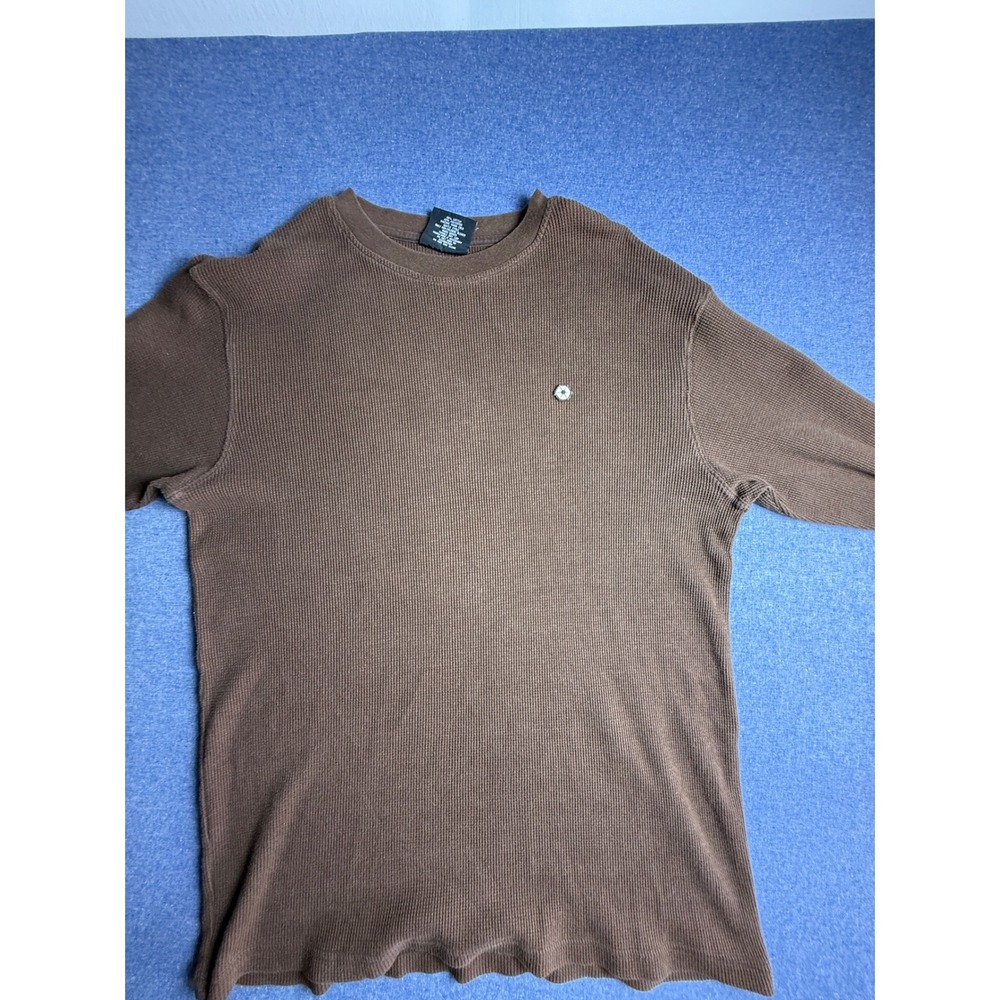 Southpole Mens XL Brown Waffle Knit Thermal Long Sleeve Shirt Streetwear Y2K